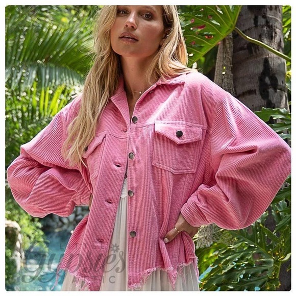 POL PLUS Basic Vintage PINK Corduroy Jacket - Picture 7 of 11